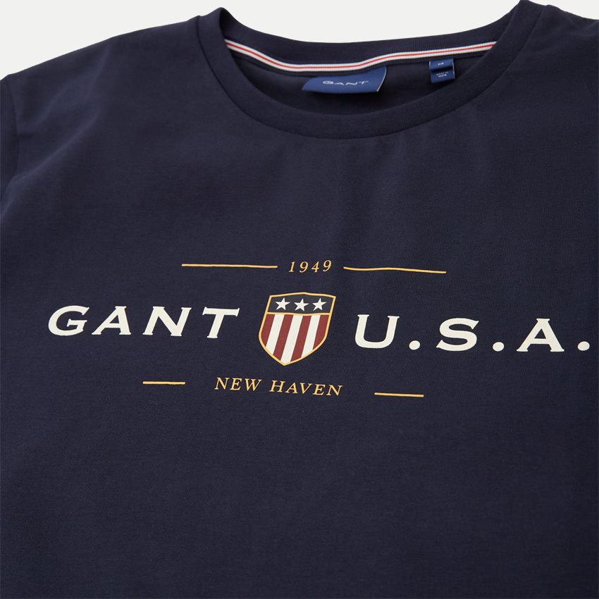 Gant T-shirts D1 BANNER SHIELD SS T-SHIRT 2003155 EVENING BLUE